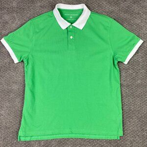 Peter Manning Polo Shirt Men's 2X Green White Preppy Tennis golf Stretch